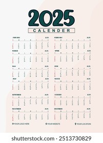 2025 new year calendar design