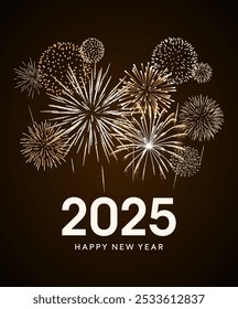 2025 New Year card with fireworks display