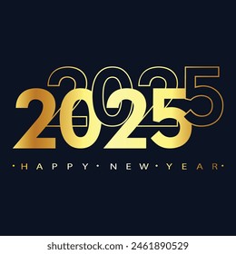 2025 New Year celebrate banner featuring dazzling and shimmering golden glitter. Christmas Holiday vector illustration