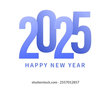 2025 New Year celebration, Countdown to midnight on December 31st. Happy New Year 2025 greeting card design template on white background. Vector illustration