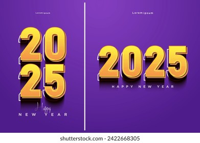 2025 new year celebration with different number layout with clear and smooth number shadow. 2025 number design.for flyers, banners and calendars 2025.