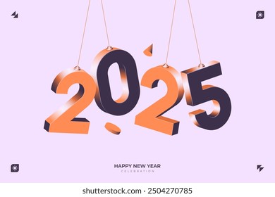 2025 New Year celebration with Happy New Year's Eve fireworks, countdown to midnight on December 31st