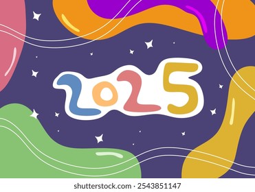 2025 Nieuwjaarsviering poster, wenskaart sjabloon.