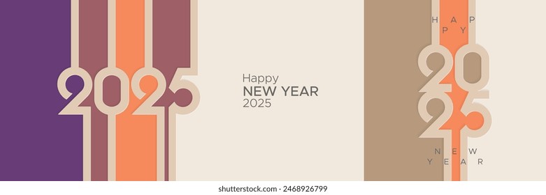 Concepto de diseño de año nuevo 2025 con número único para calendario, portada y tarjeta. Anuncio de felicitación de año nuevo 2025