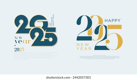 2025 new year design. Different numbers design with neat cut style. Beautiful display of numbers and colors. Vector design for calendar design, banners and social media posts.