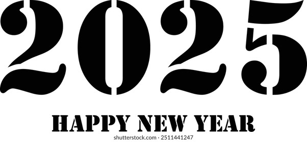 2025 New Year Design font, text, Happy new year vector