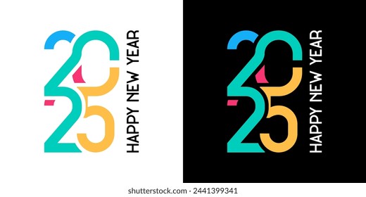 2025 New Year Design Template with colorful interconnected numbers concept