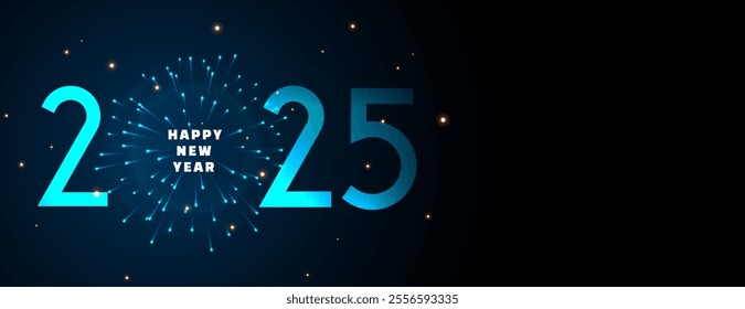 2025 new year firework celebration banner for social media post vector