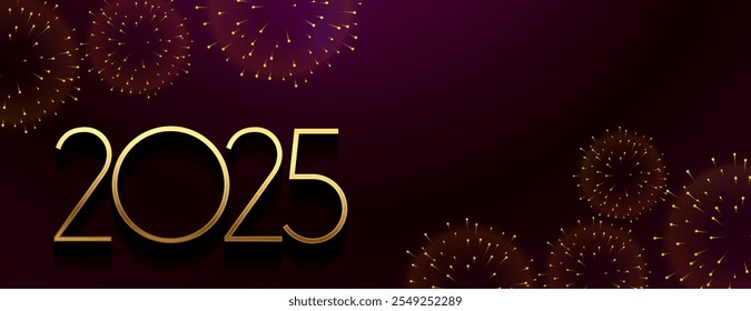 Fondo de pantalla de fuegos artificiales de Año Nuevo 2025 con Vector de espacio de texto