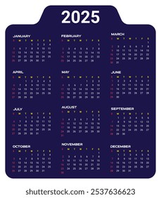 2025 New year free calendar design