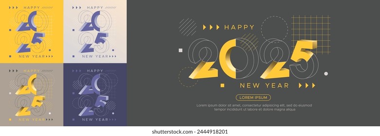 2025 new year with geometric line design style