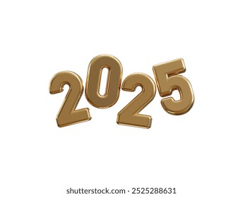 2025 New Year golden number, Extend Warm Wishes for a Happy New Year and Merry Christmas with this golden number design 3d rendering vector illustration