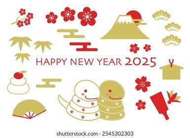 2025 New year greeting card, year of the snake