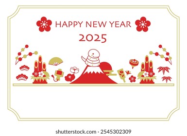 2025 New year greeting card, year of the snake