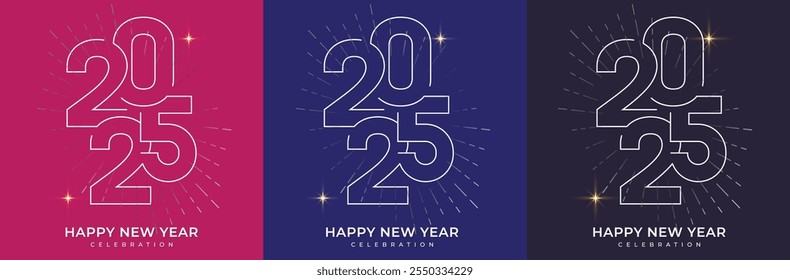 2025 New Year greeting card, Vector illustration