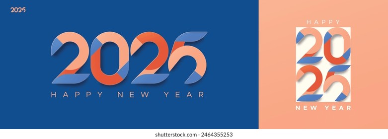 2025 new year greetings with paper cut concept number and modern solid colour. Creative concept of 2025 logo number for calendar, banner and social media template