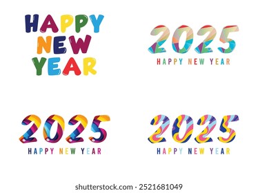 2025 Neujahr Handgezeichneter Kalender Datum durchgehende Linie. 4 Grußideen