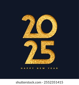 2025 new year holiday background in golden foil paper style vector