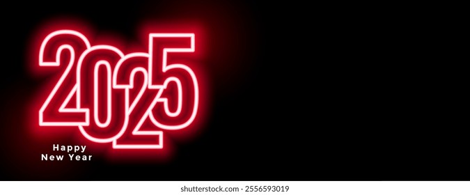 2025 new year holiday dark wallpaper in neon style vector