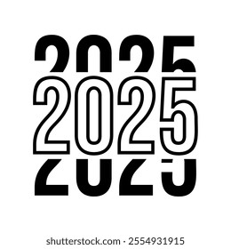 2025 new year icon, number two thousand twenty five .modern vector isolated on white background.