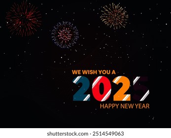 2025 new year invitation background with floral decoration vector banner design