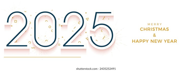 2025 new year line art design with beautiful colors. Vector premium design. New year celebration 2025. New year for banner, poster and social media post.