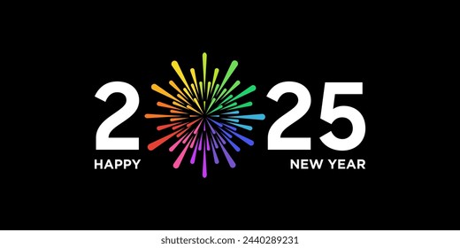 Diseño del logotipo del año nuevo 2025 con colorido, calendario 2025