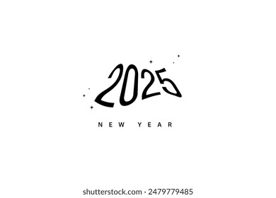 2025 diseño de logotipo de año nuevo aislado sobre fondo blanco