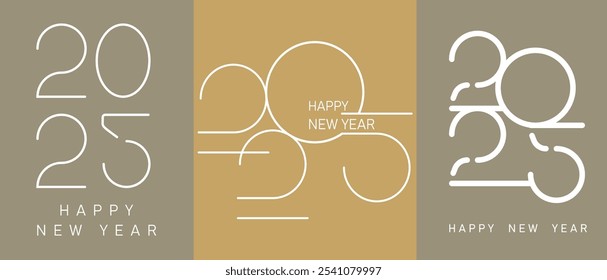 2025 new year logo. Holiday design for ad, greeting card, invitation, calendar.