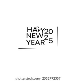 2025 Diseño de texto de logotipo de año Nuevo. Colección de 2025 Feliz Año Nuevo. Ilustración vectorial.
