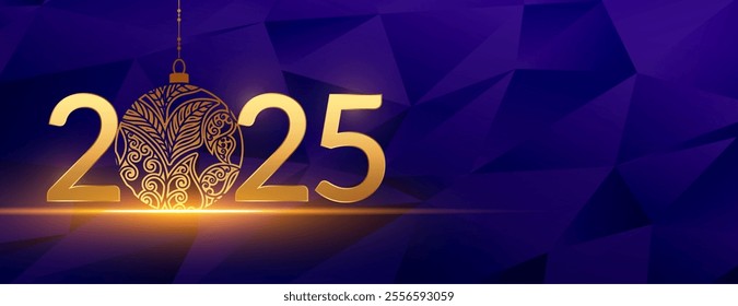 2025 new year lowpoly pattern banner with copyspace vector