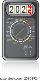 2025 New Year Multimeter on a white background.