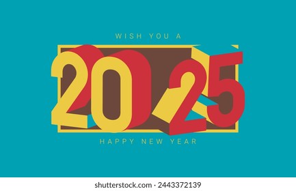 2025 new year number design. Happy new year 2025 modern art banner template