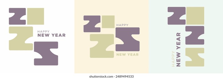 2025 new year number design. Simple design with subtle colors. Premium vector design for a greeting card, cover and flyer celebrating the new year 2025.