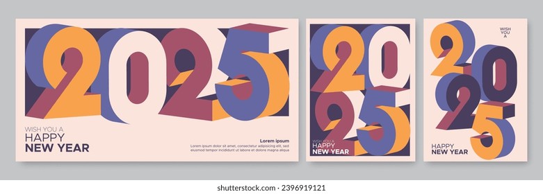 2025 new year with number on art wall concept. Happy new year 2025 greeting concept