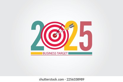 2025 New Year numbers with business target colorful banner. Cover of business diary for 2025 with wishes.