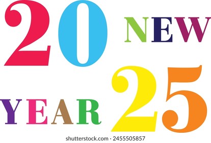 2025 new year. 2025 New Year numbers with gradient colorful banner. 2025 Happy New Year logo text design for cover photo. Number design template. Greeting banner template. Happy New Year cover.
Vector