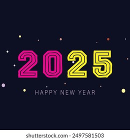 Año nuevo 2025. Números del año Nuevo 2025 con el Anuncio colorido del gradiente. 2025 Feliz Año Nuevo diseño de texto de logotipo para foto de portada. Plantilla de diseño de números. Saludo Anuncio Plantilla. Feliz Año Nuevo.