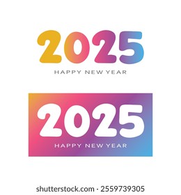2025 new year. 2025 New Year numbers with gradient colorful banner.