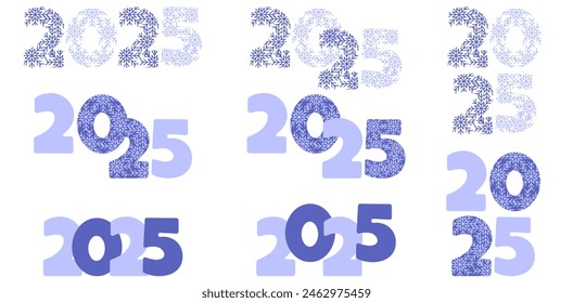 2025 Año Nuevo números diseño de Plantilla en el color de moda del atardecer futuro. Plantilla de calendario 2025 aislado fondo transparente. El Vector artístico puede utilizar el calendario, los Anuncios, los carteles, la impresión de la cubierta de la tarjeta.