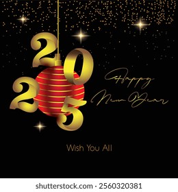 
2025 new year party background design with xmas ball with vector
