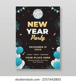 2025 New year party flyer template