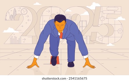 2025 new year plan idea new start concept. Goal, plan, action, startup creativity new idea discovery and innovation.