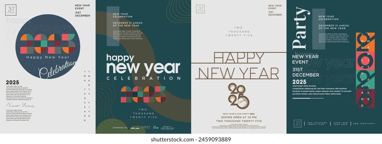 2025 New Year poster design background. A design that is synonymous with dark and light and an elegant and modern background. Vector premium design for calendar and cover.