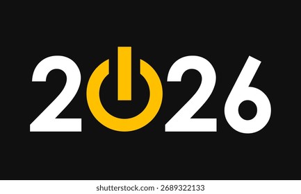 Afiche de año nuevo 2025, interruptor de encendido en el concepto de Vector
