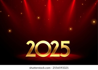 2025 new year red background with spot light effect vector