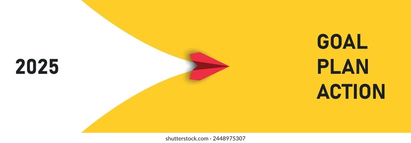 2025 NEW YEAR.
Red plane going towards target, plan, action.2025 annual plan idea concept.business creativity new idea discovery innovation technology.