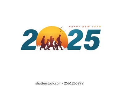 2025 new year refugee concept Vector Illustration