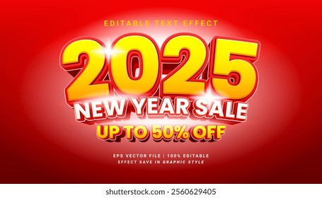 2025 new year sale promo 3d editable text effect template