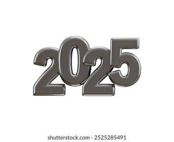 2025 New Year Silver number, Extend Warm Wishes for a Happy New Year and Merry Christmas with this silver number design 3d rendering vector illustration